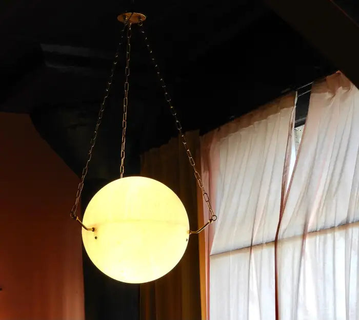 Large 'Atlas' Alabaster Suspension Lamp by Denis de la Mesiere