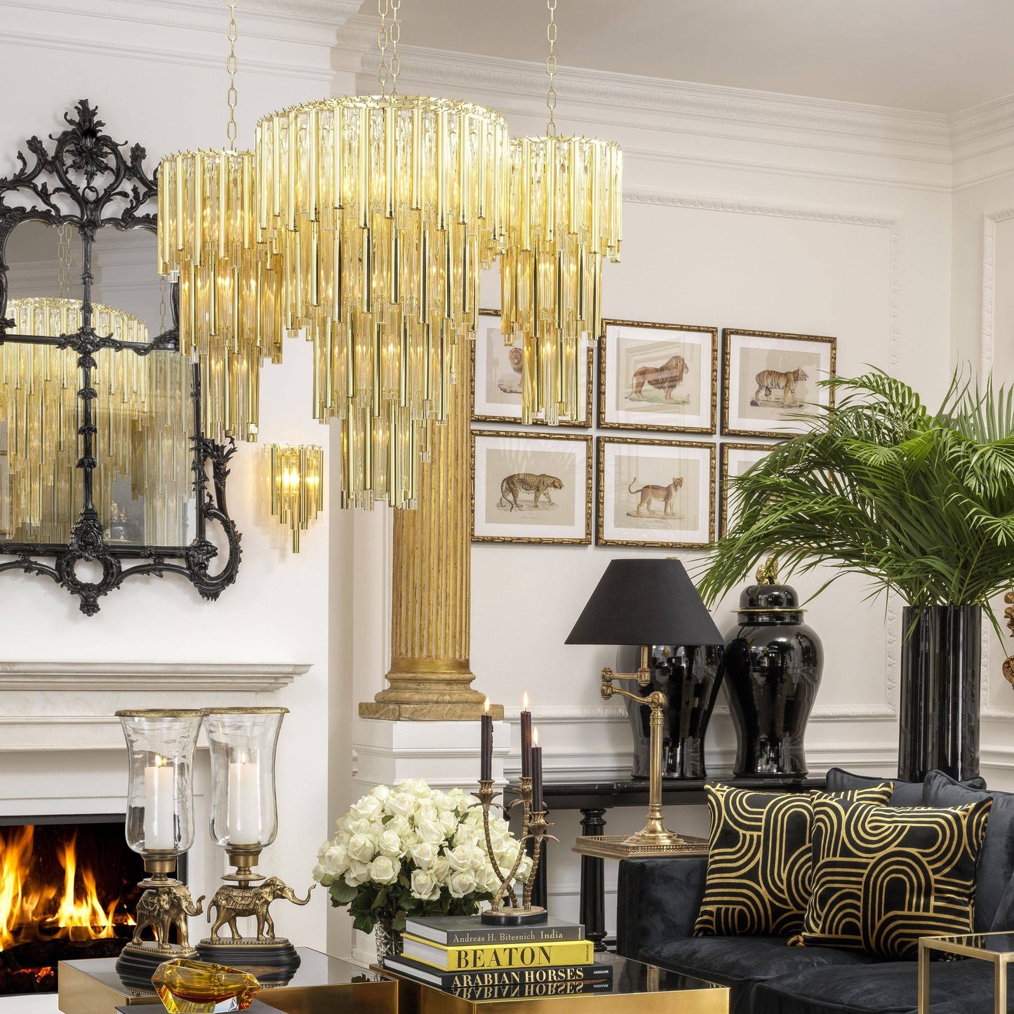 Gigi Modern Glass Chandelier [S/L] - [Gold/Nickel]