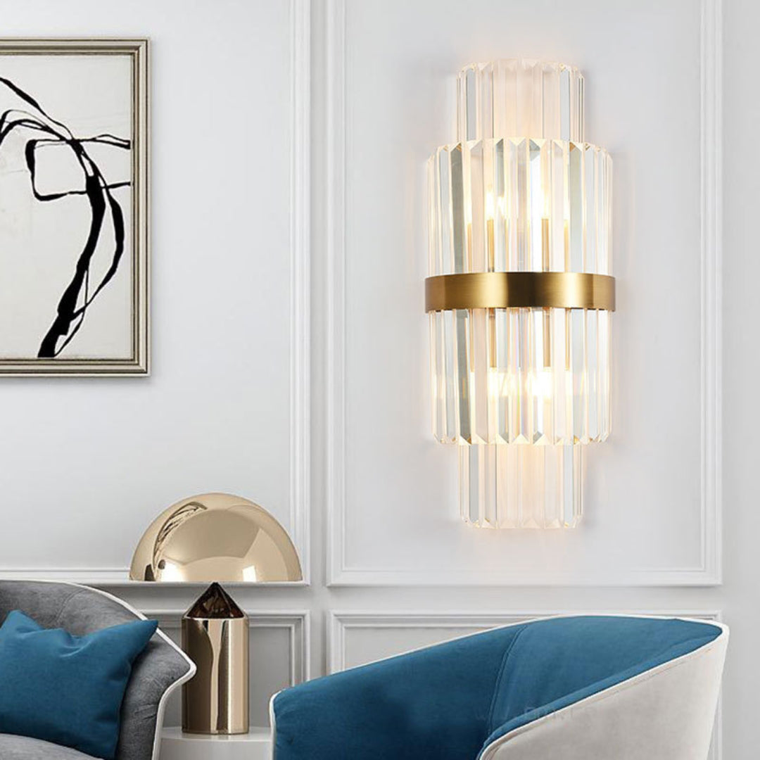 Gold Layered Crystal Wall Lamp