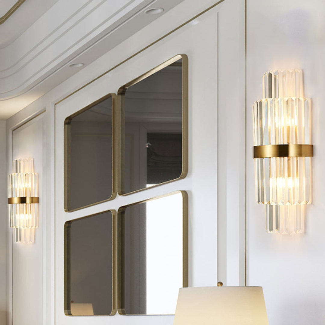 Gold Layered Crystal Wall Lamp