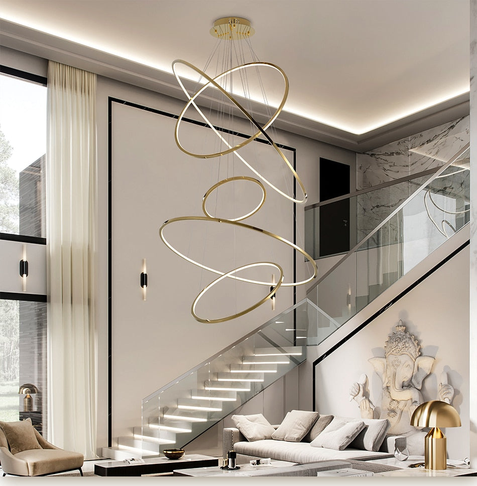 Modern Gold Multi Rings Chandelier