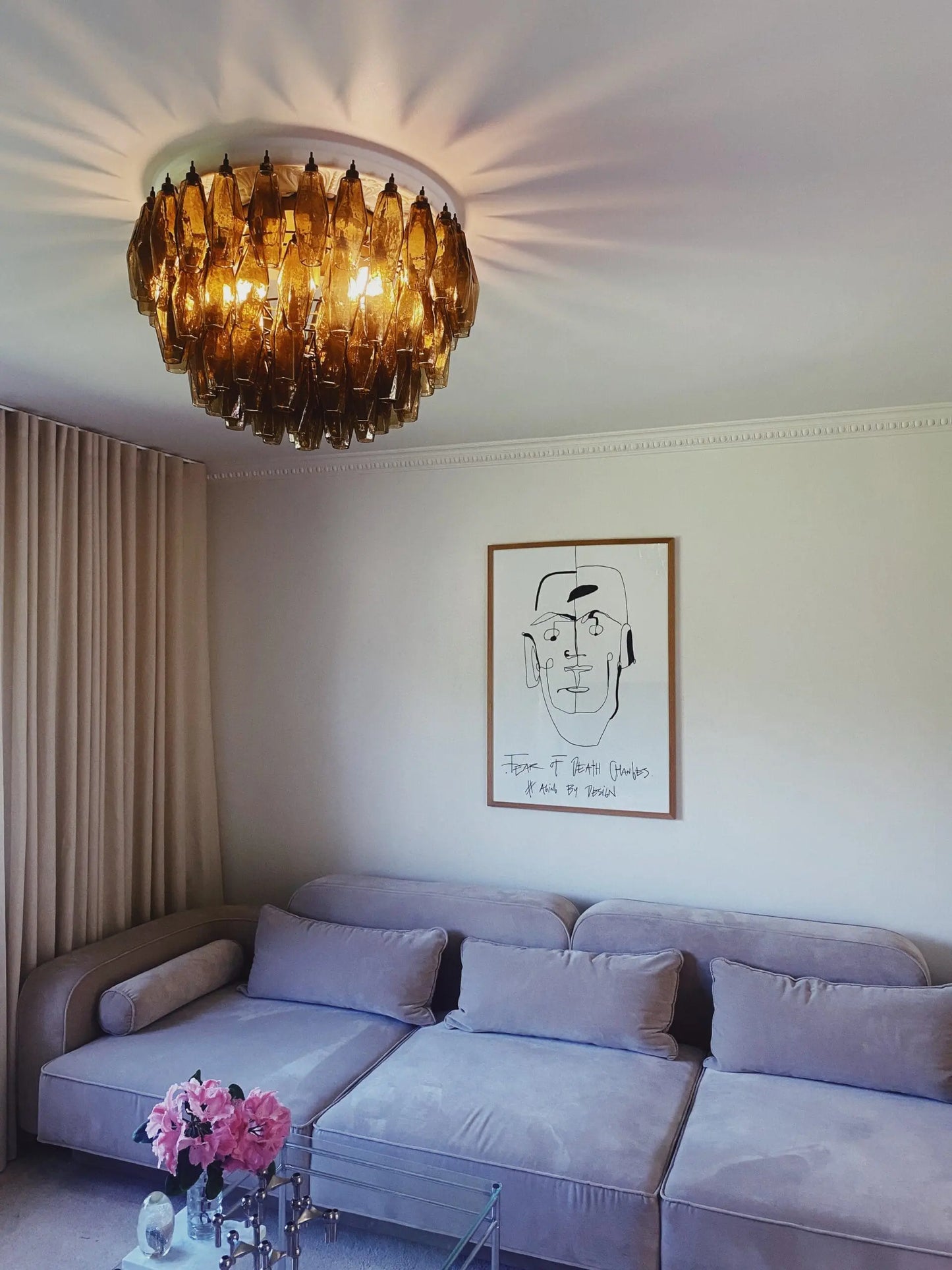 Murano Chandelier – Poliedri – 84 glasses – Dark smoked