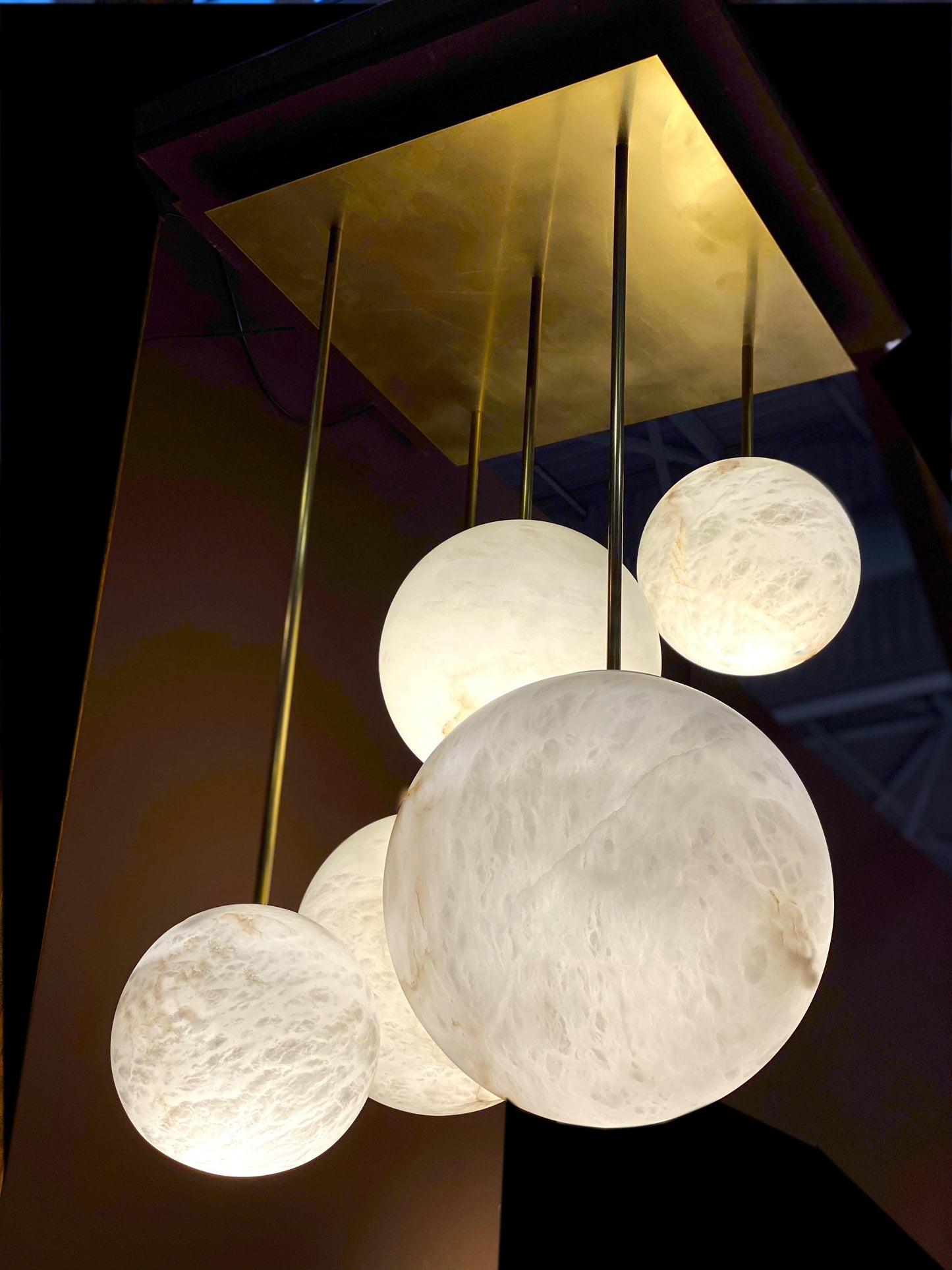 Galaxy Contemporary Italian Alabaster Marble Globe Chandelier