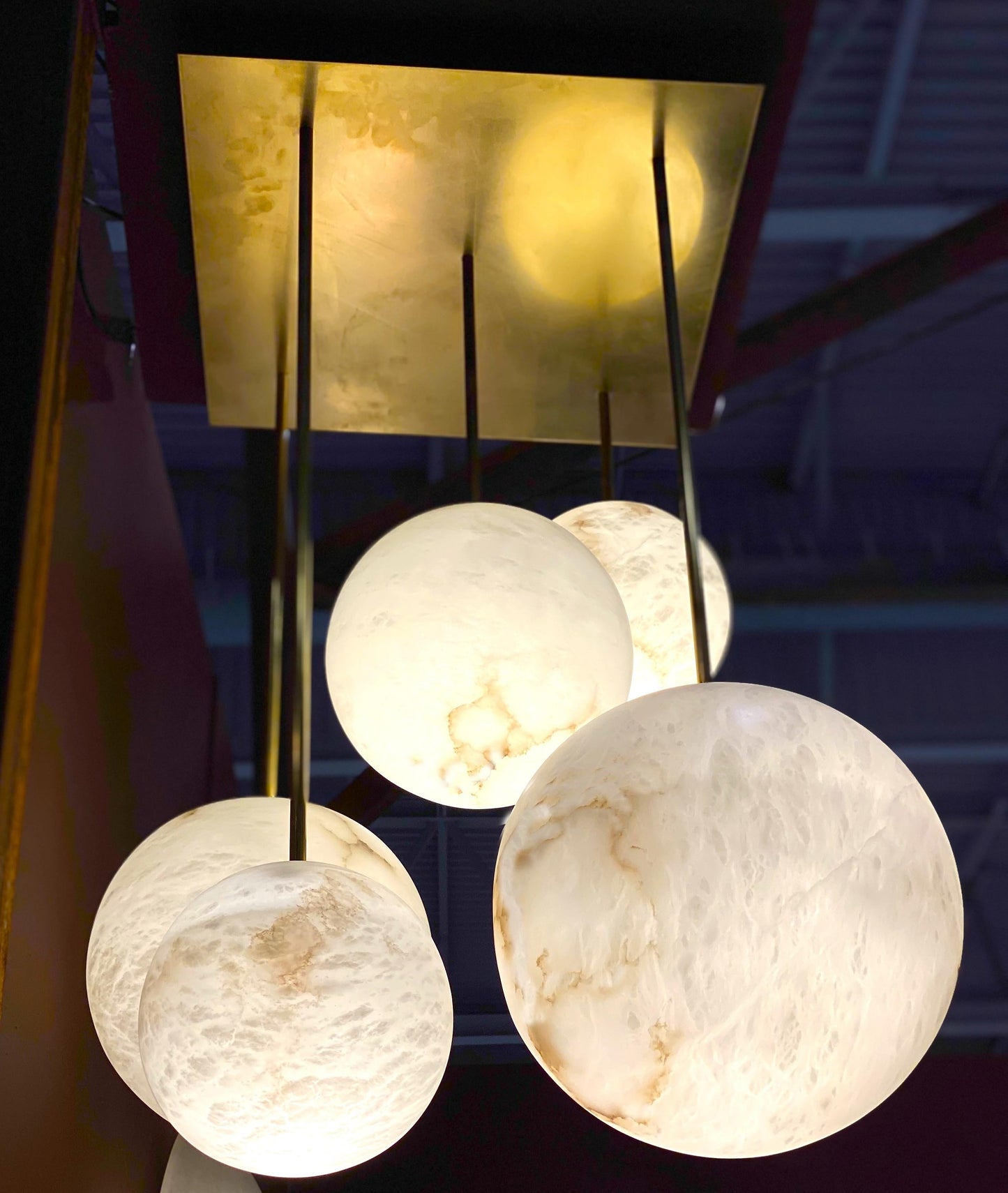 Galaxy Contemporary Italian Alabaster Marble Globe Chandelier