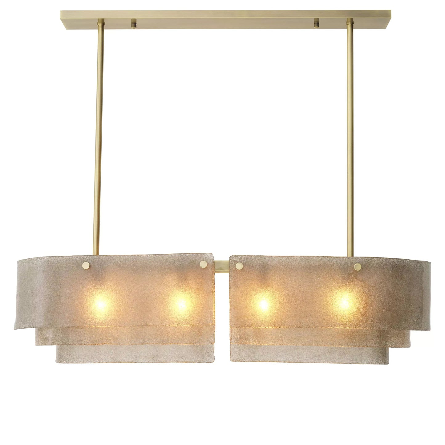 Joy of Light Modern Brass Chandelier  - (Light Brushed Brass Finish | Hand Blown Glass)