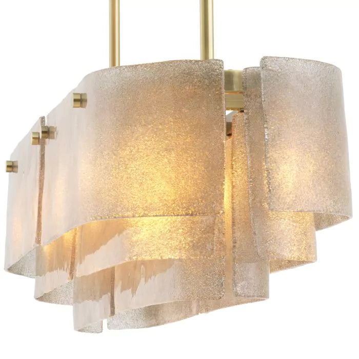 Joy of Light Modern Brass Chandelier  - (Light Brushed Brass Finish | Hand Blown Glass)