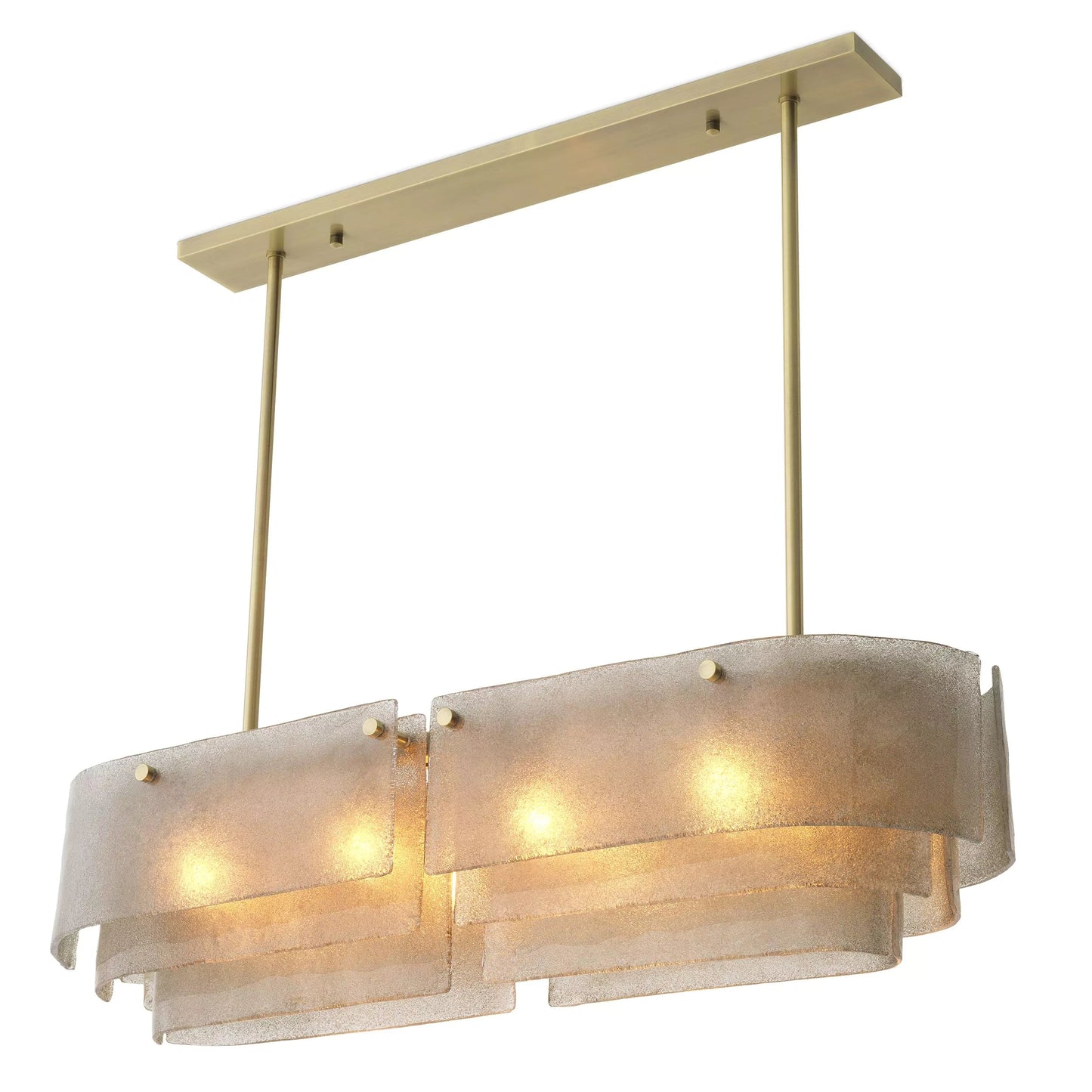 Joy of Light Modern Brass Chandelier  - (Light Brushed Brass Finish | Hand Blown Glass)