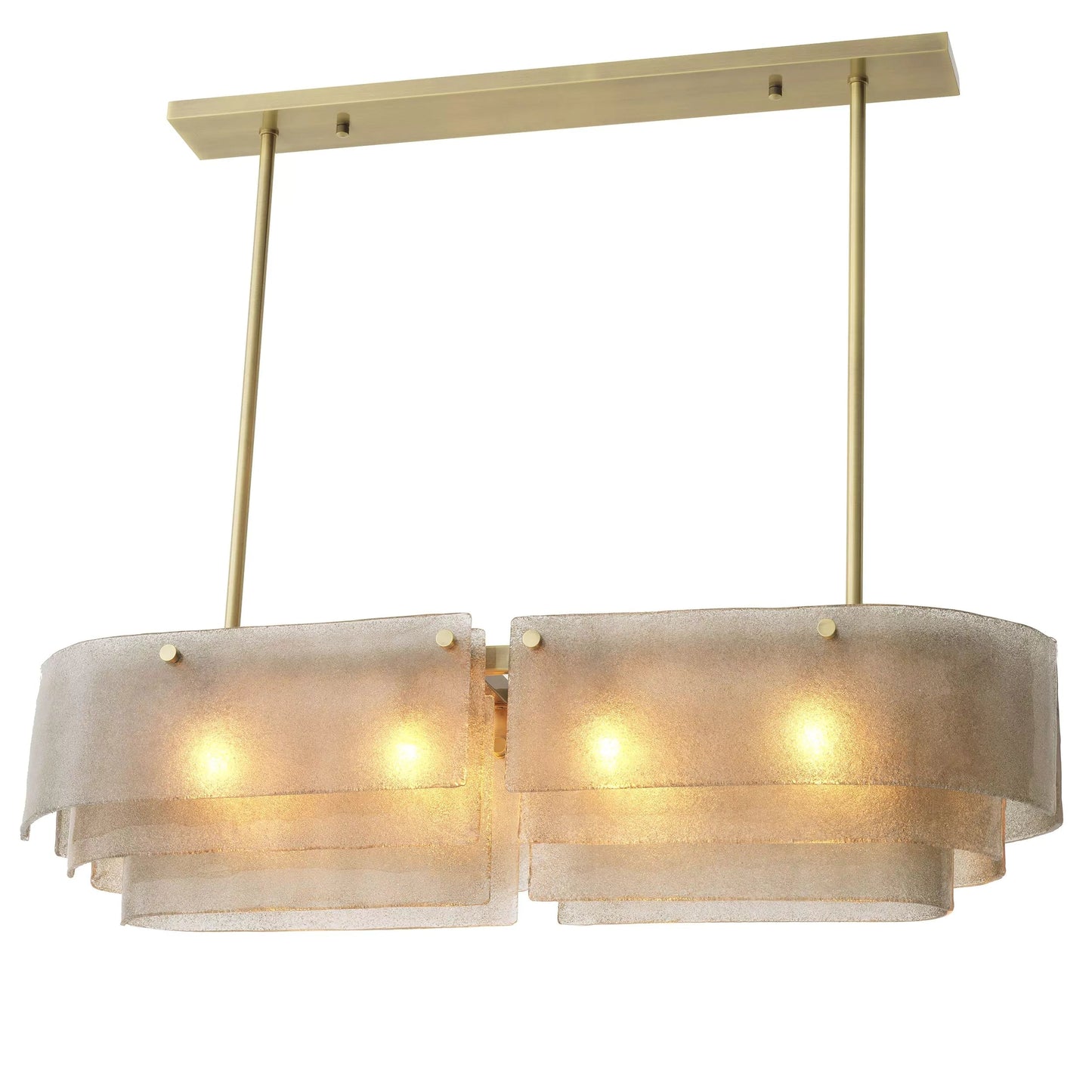 Joy of Light Modern Brass Chandelier  - (Light Brushed Brass Finish | Hand Blown Glass)