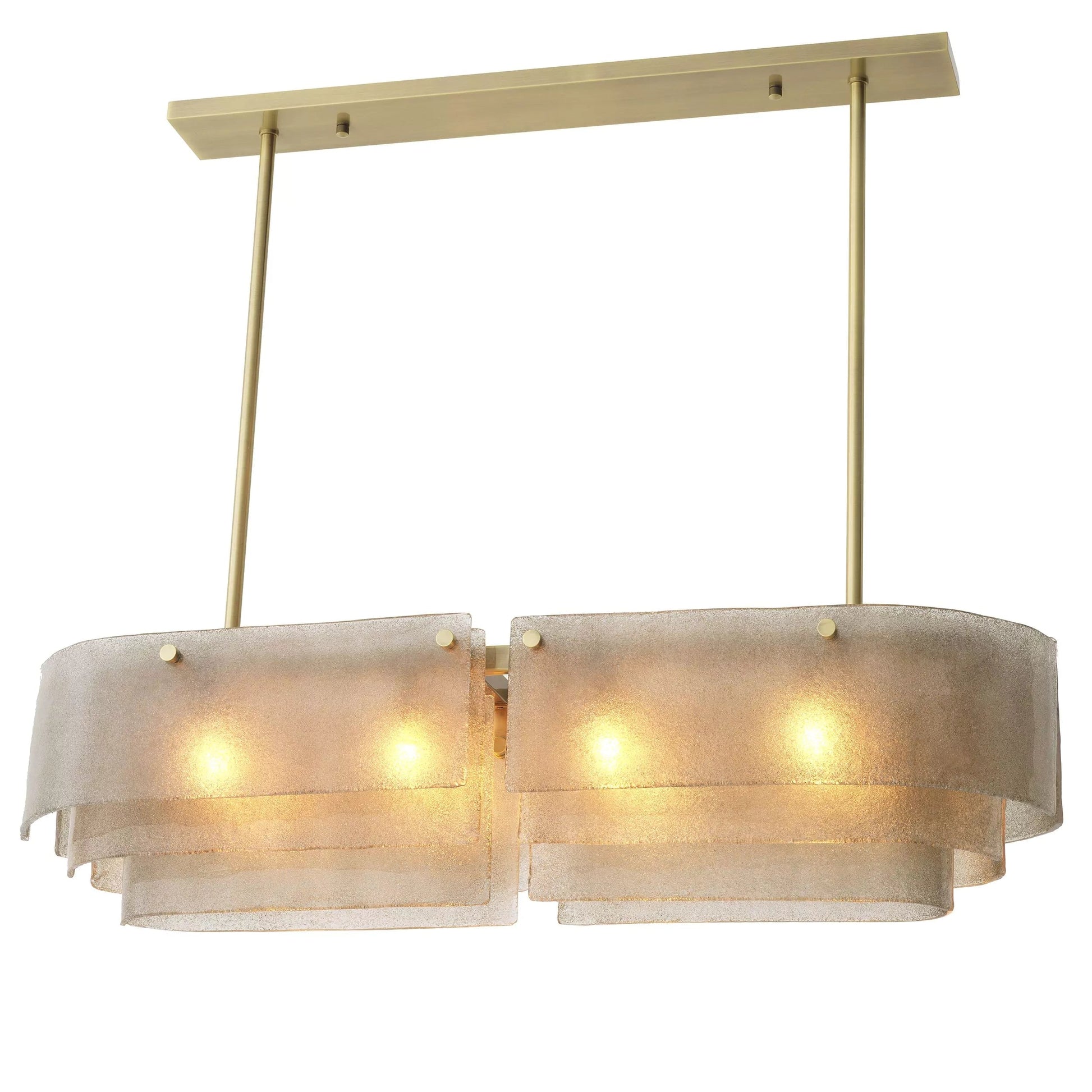 Joy of Light Modern Brass Chandelier  - (Light Brushed Brass Finish | Hand Blown Glass)