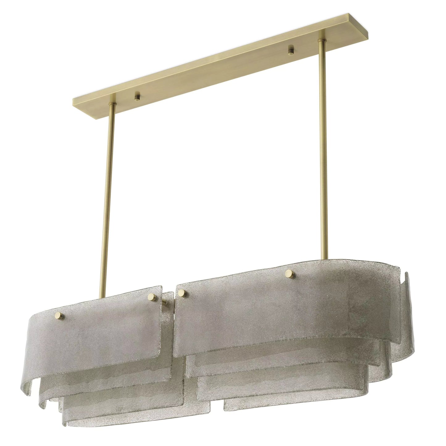 Joy of Light Modern Brass Chandelier  - (Light Brushed Brass Finish | Hand Blown Glass)