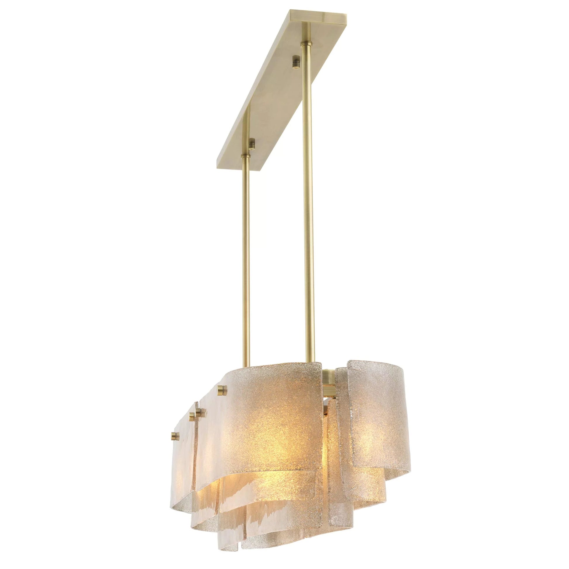 Joy of Light Modern Brass Chandelier  - (Light Brushed Brass Finish | Hand Blown Glass)