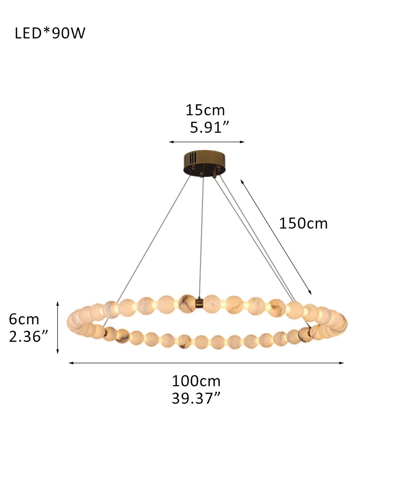 Modern Pearl Alabaster Necklace Circle Double Chandelier by dimming