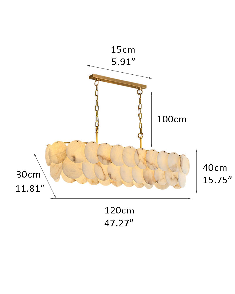 Multi layers Spanish White Alabaster Shell Marble Chandelier lamp in Brass