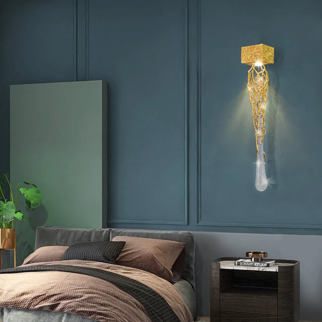 Modern Branch Crystal Wall Sconce For Bedroom