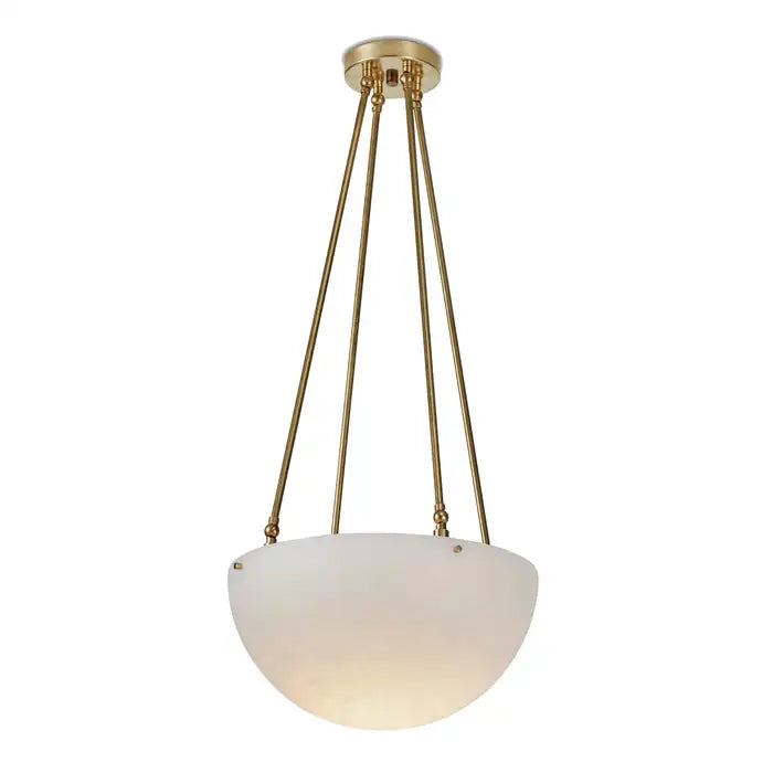 Large 'Moon' Alabaster and Brass Pendant Lamp by Denis de la Mesiere