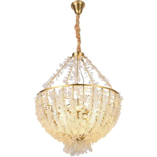 Modern Round Glass Droplet Branch Chandelier, Pendant Light For Bedroom