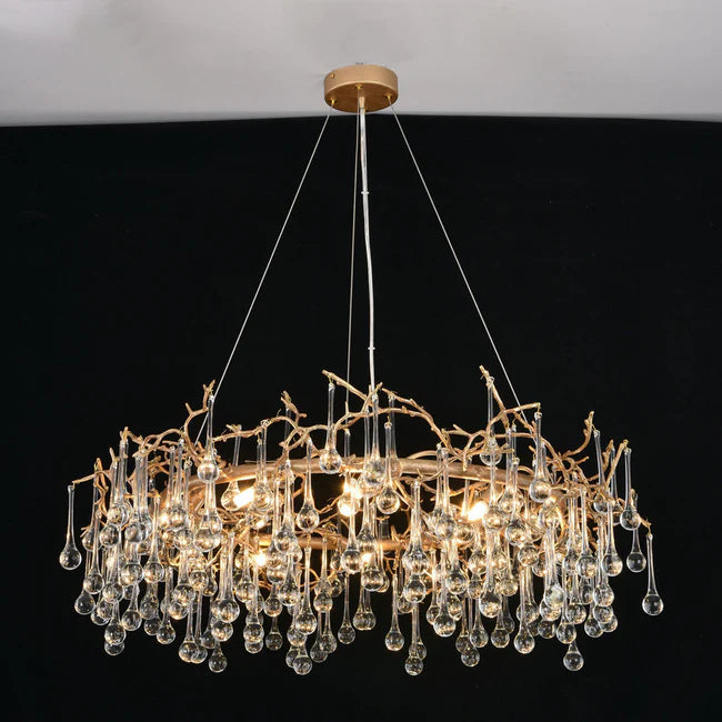 Modern Round Small Water Drop Branch Chandelier