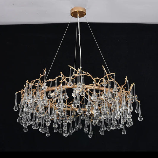 Modern Round Small Water Drop Branch Chandelier