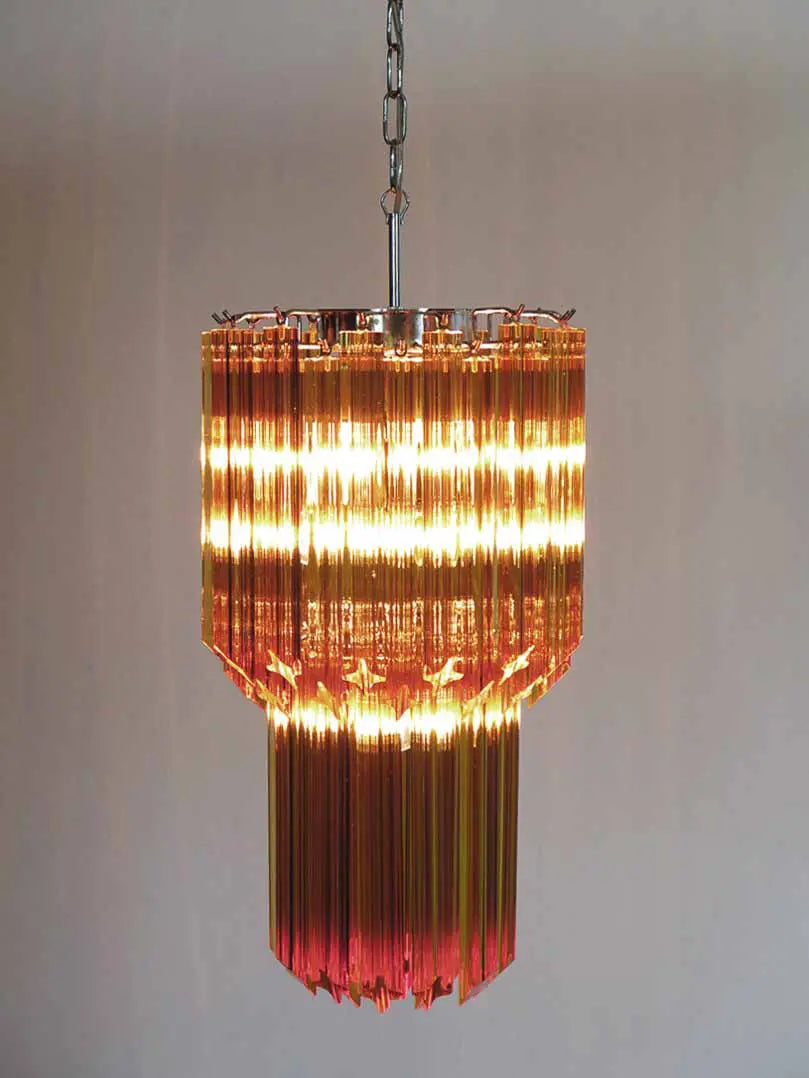 Murano Chandelier – Quadriedri – 46 prisms – Amber