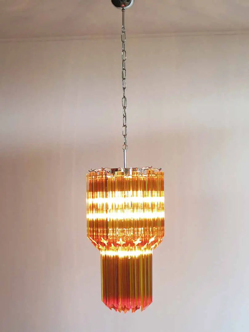 Murano Chandelier – Quadriedri – 46 prisms – Amber
