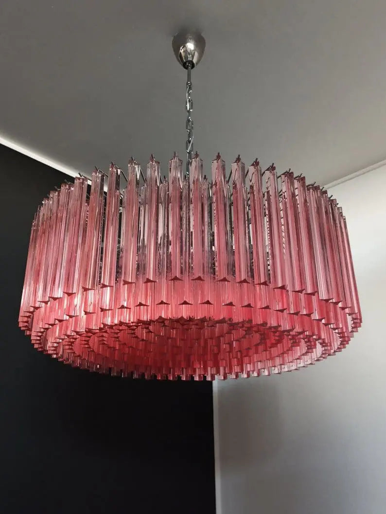 Murano Chandelier – Triedri – 391 prisms – Pink