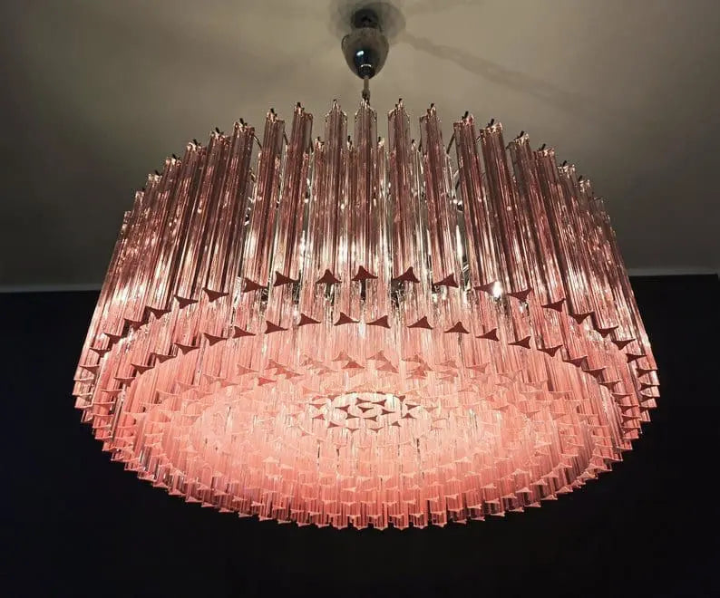 Murano Chandelier – Triedri – 391 prisms – Pink