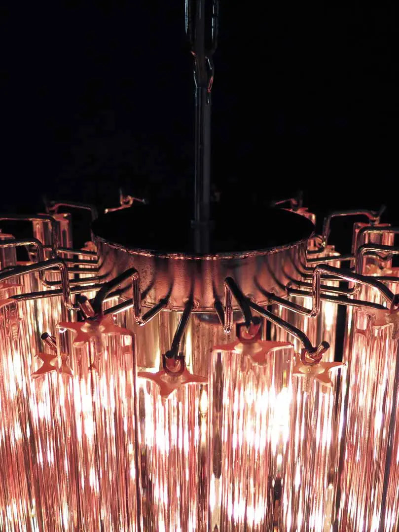 Murano Chandelier – Quadriedri – 46 prisms – Pink