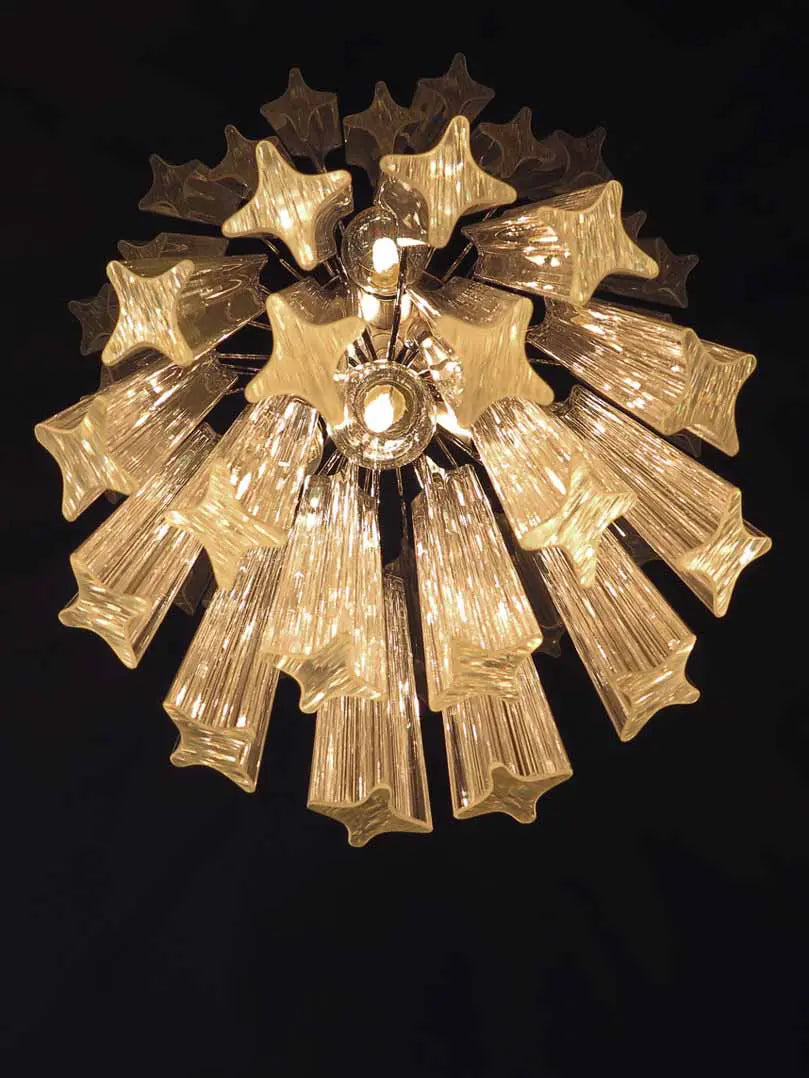 Murano Chandelier – Quadriedri – 46 prisms – Transparent