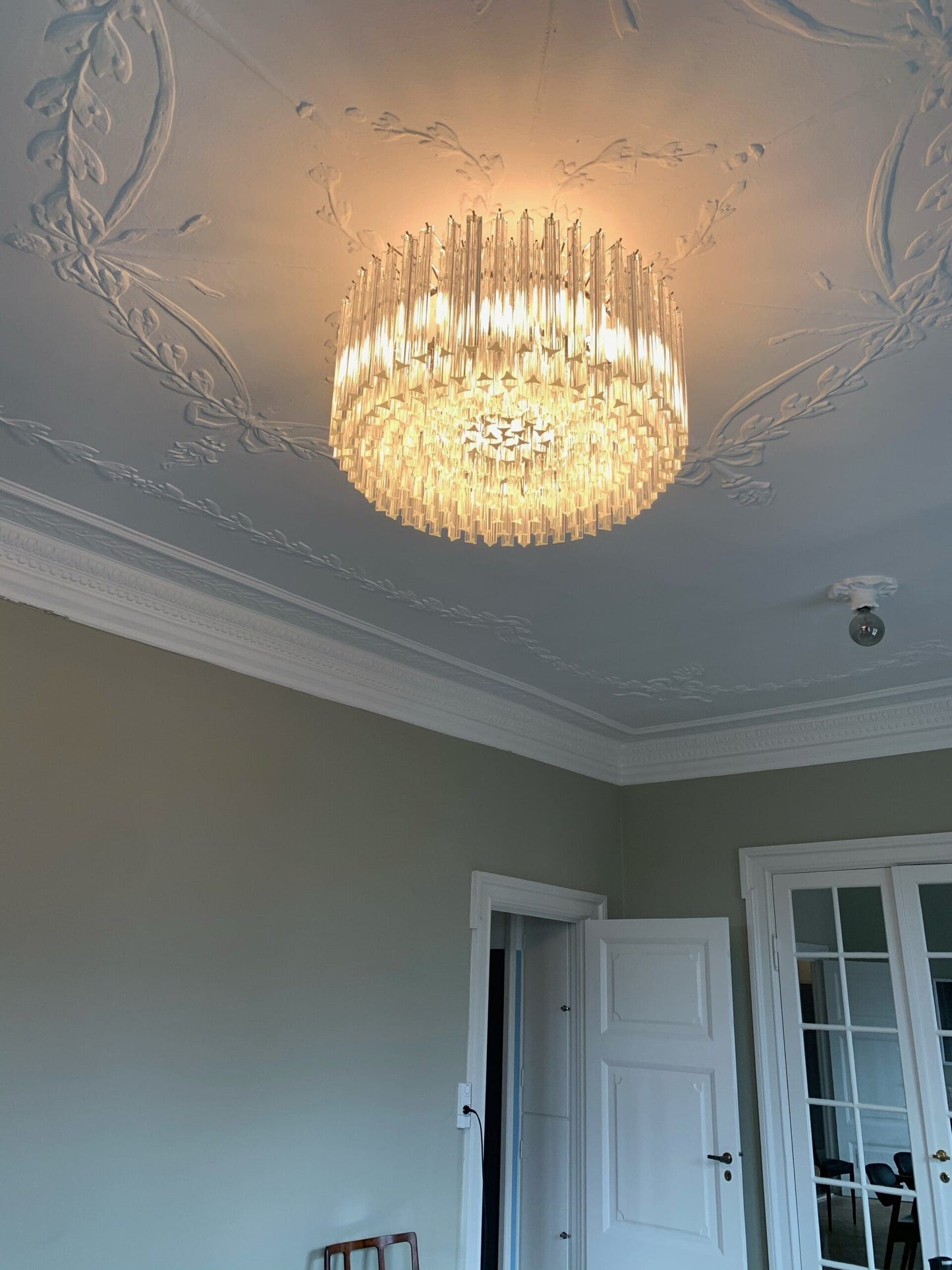 Murano Chandelier – Triedri Round – 265 prisms – Pink