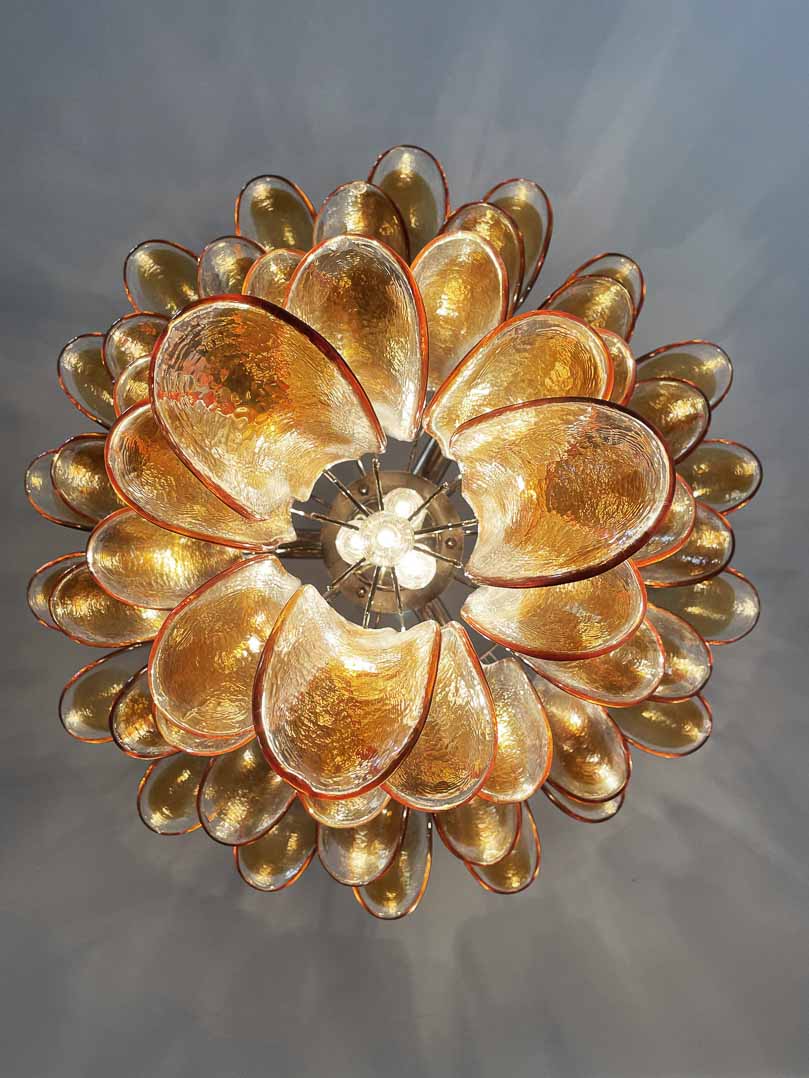 Murano Chandelier – 52 petals – Amber