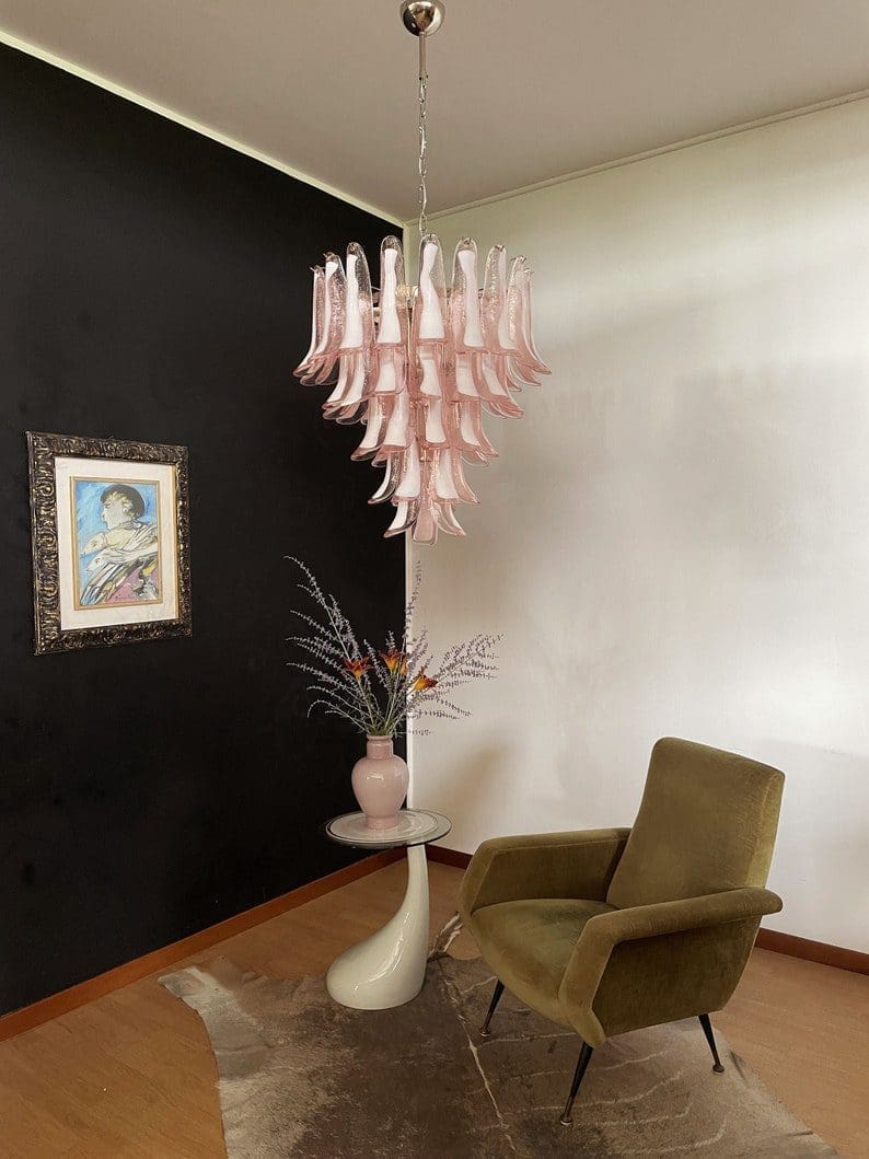 Murano Chandelier – 52 petals – Pink