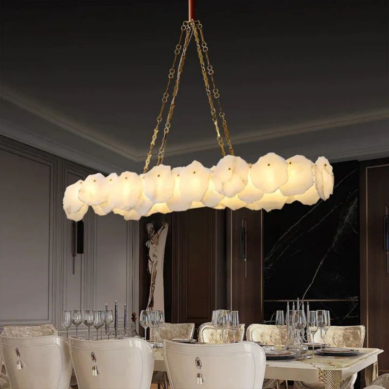 Alabaster Flakes Linear Chandelier- Chain