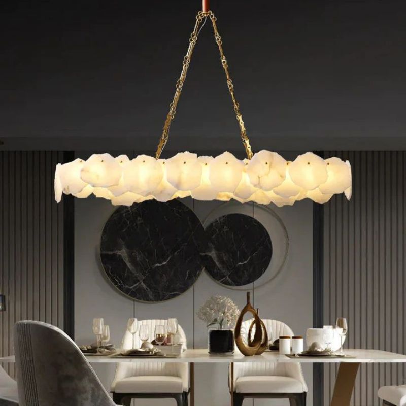 Alabaster Flakes Linear Chandelier- Chain