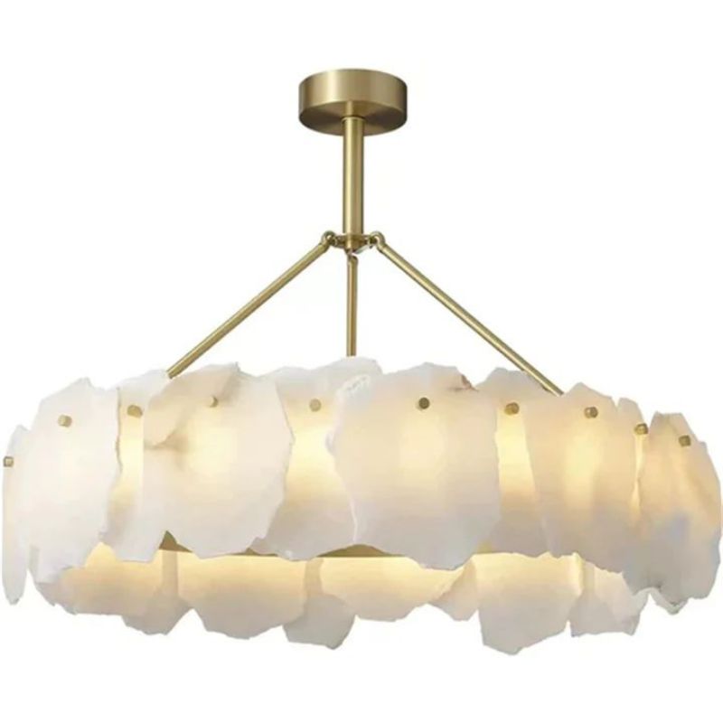 Alabaster Flakes Round Chandelier -Rod