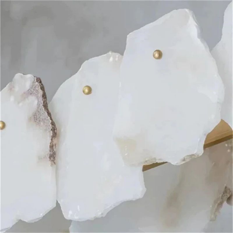 Alabaster Flakes Round Chandelier -Rod