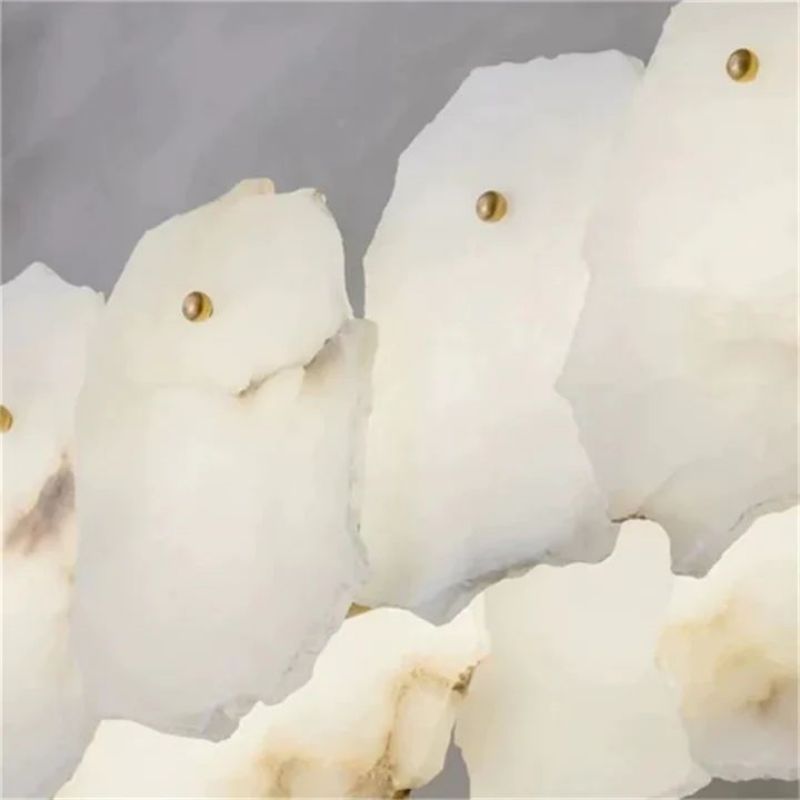 Alabaster Flakes Round Chandelier -Rod