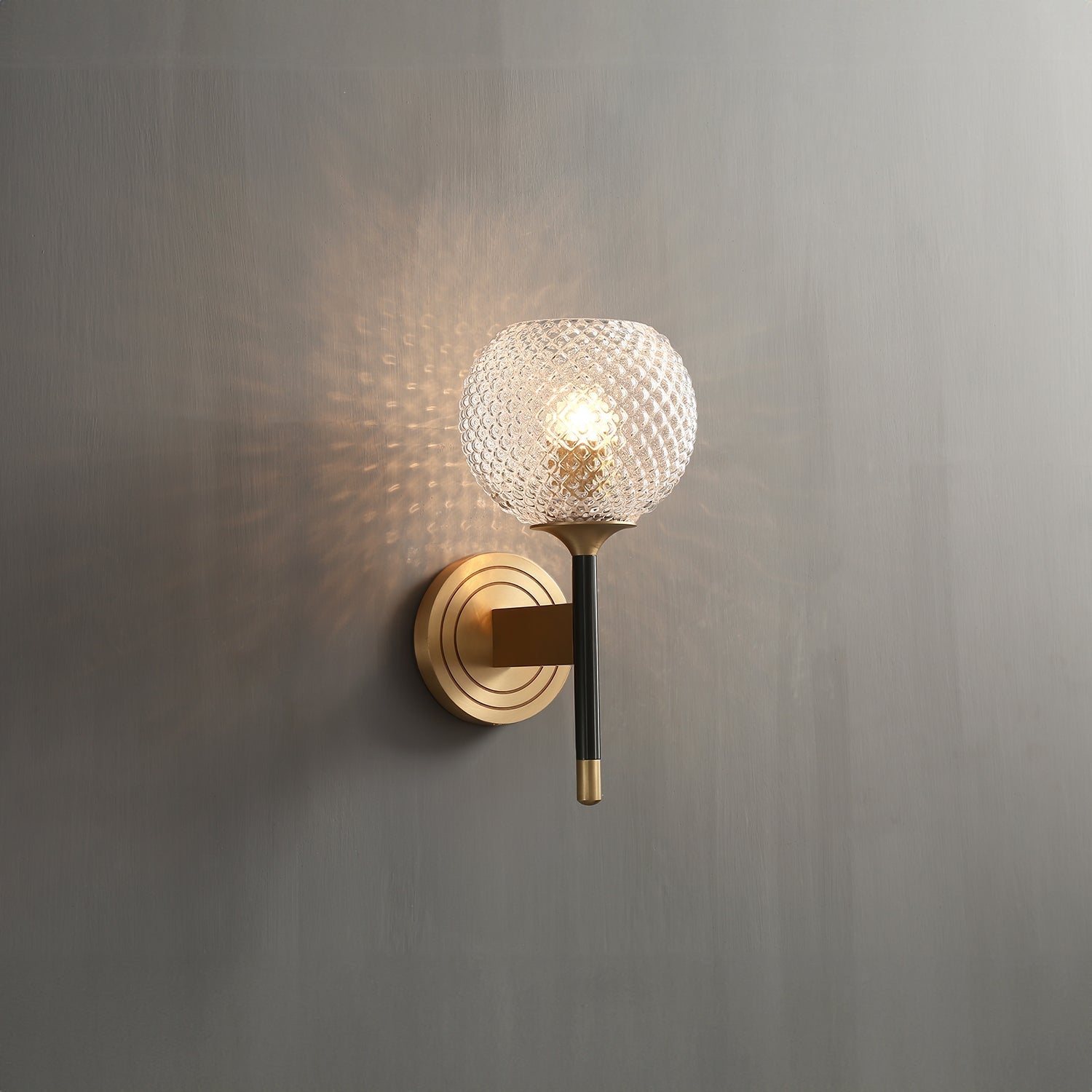 Orrefors Ball Brass Sconce