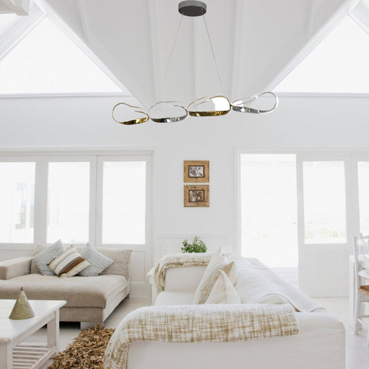 Prague Horizontal Chandelier // Gold & Chrome