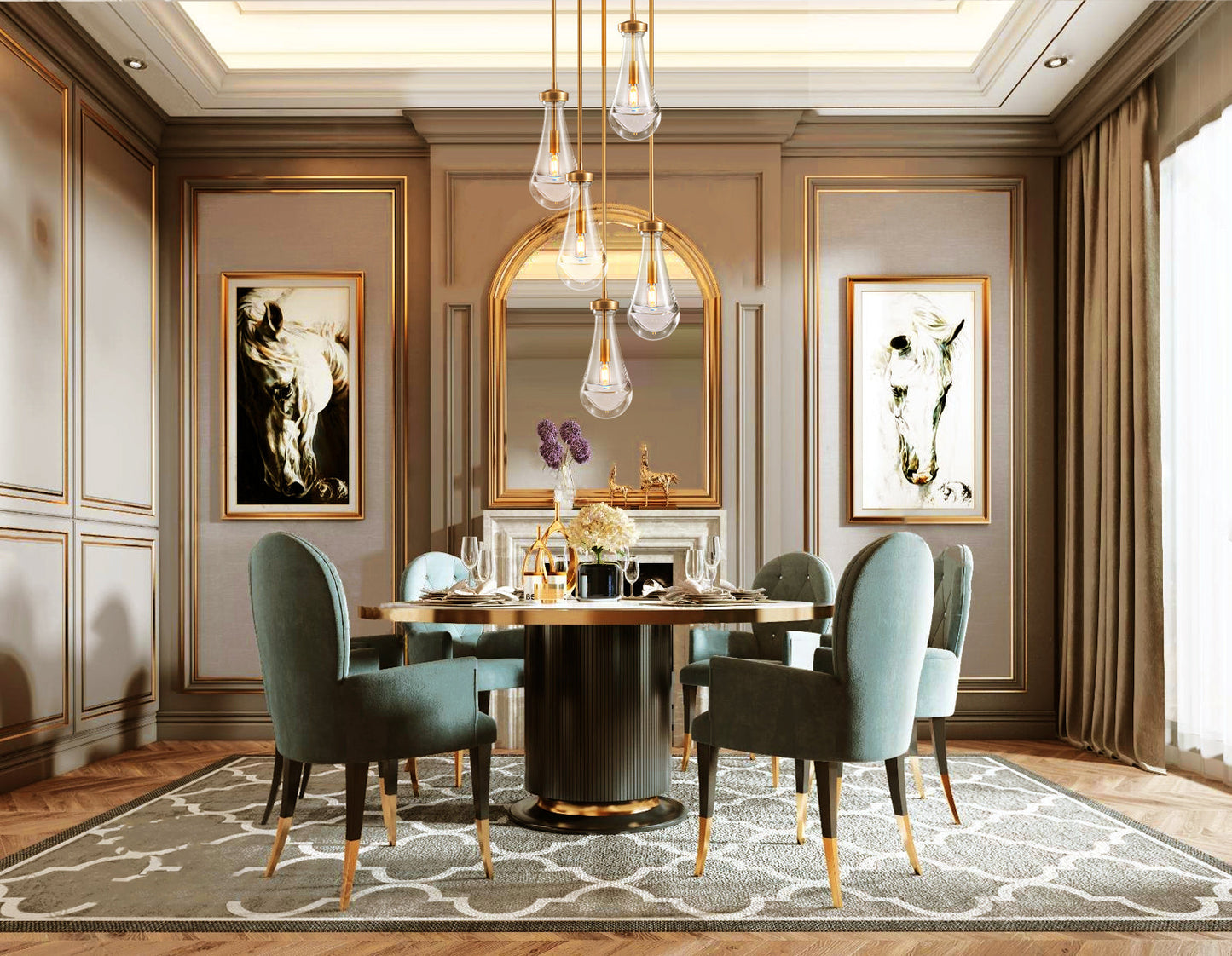 Raindrop round chandelier 14"(rod)