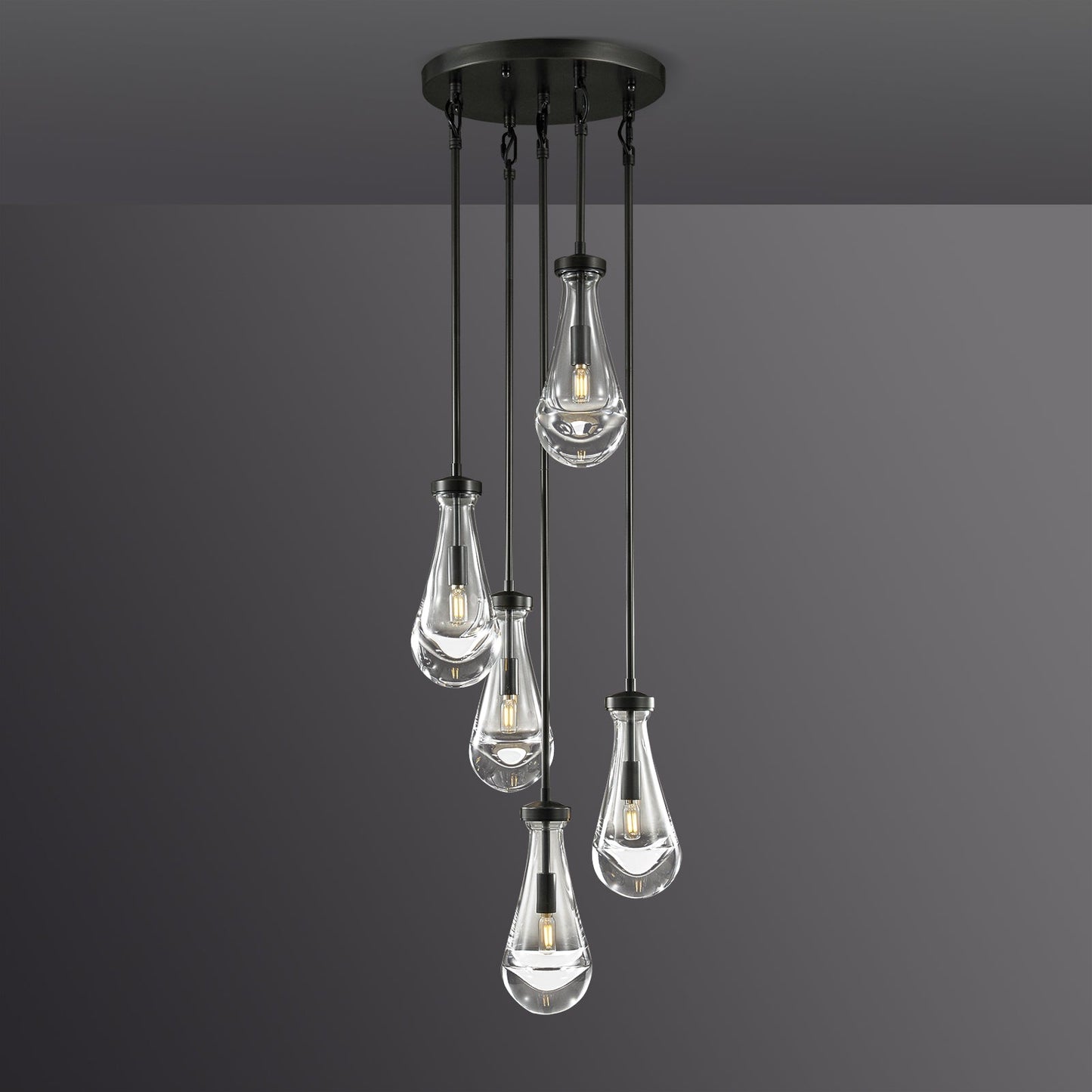 Raindrop round chandelier 14"(rod)