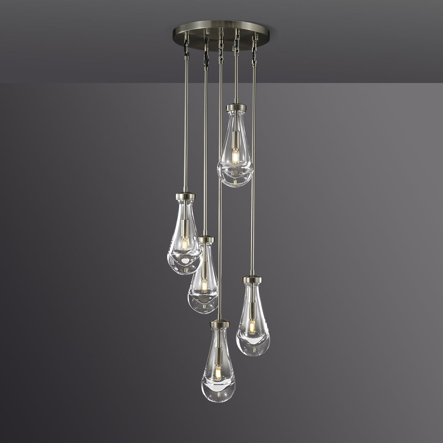 Raindrop round chandelier 14"(rod)