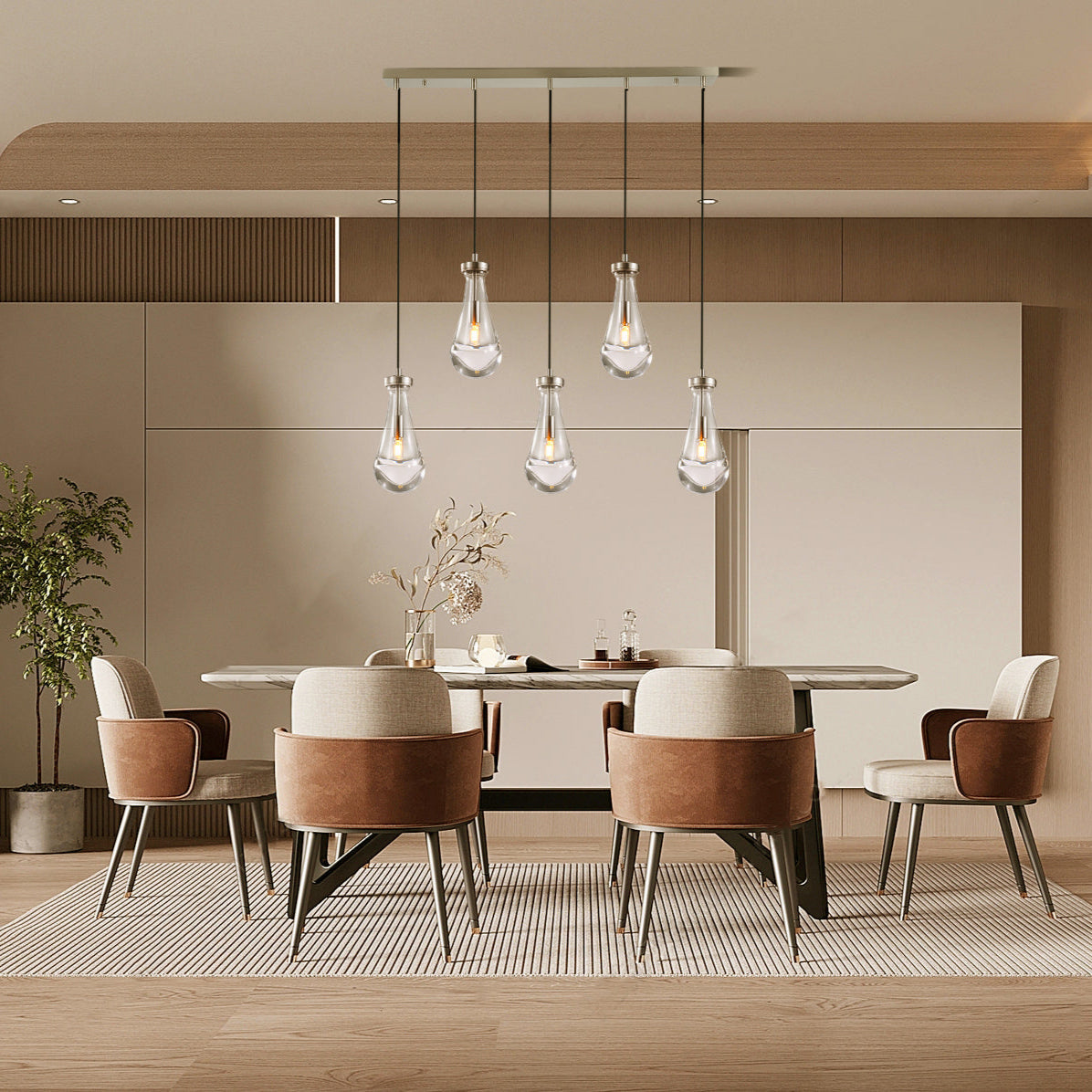 Raindrops  Rectangular Chandelier 36" rod