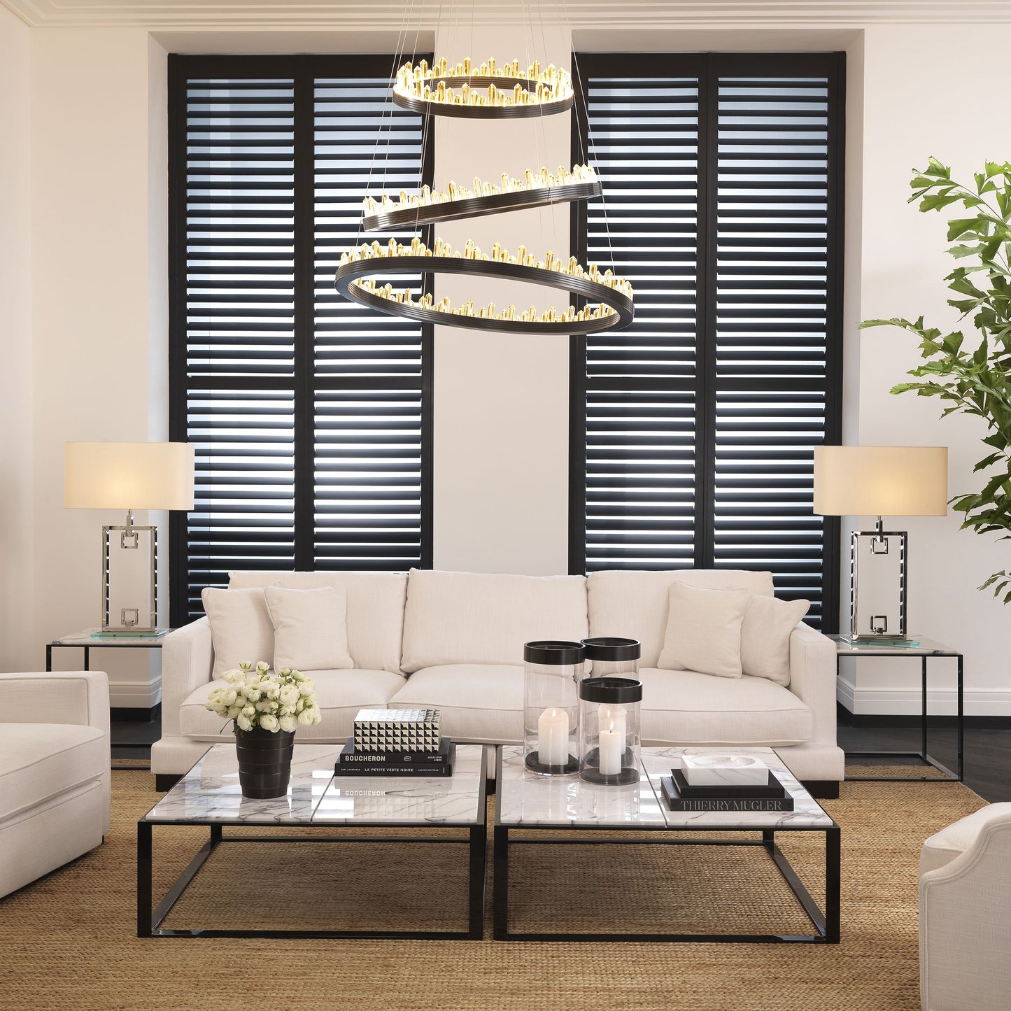 Randall Modern Glass Chandelier - [Dark Bronze Finish w/ Clear Glass]