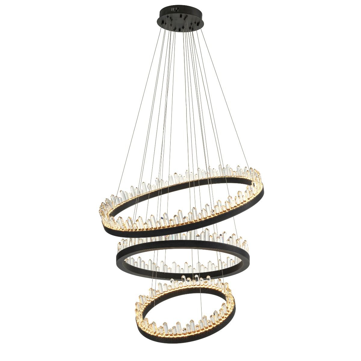 Randall Modern Glass Chandelier - [Dark Bronze Finish w/ Clear Glass]