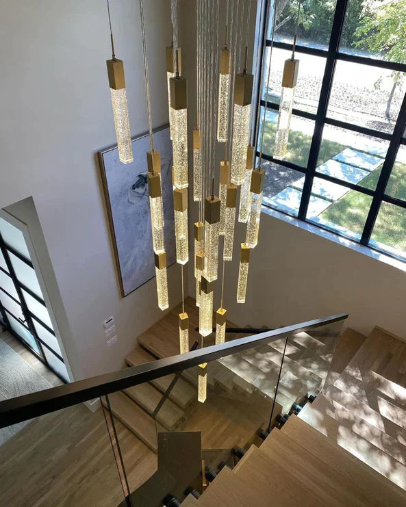 Light Luxury Glacier Bubble Crystsal Chandelier in Gold/Chrome/Black Finish for Staircase/Foyer