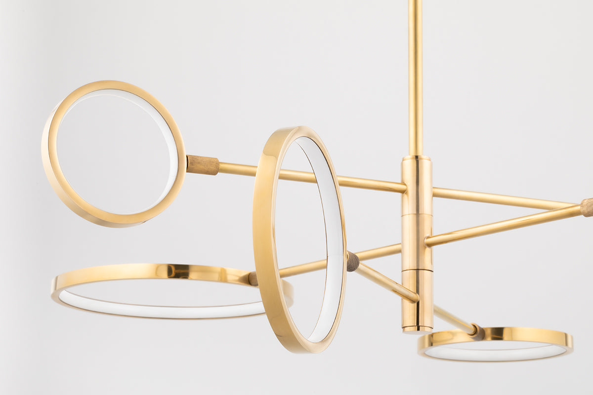 Saturn Modern Brass Chandelier - 4106-AGB-CE - Hudson Valley