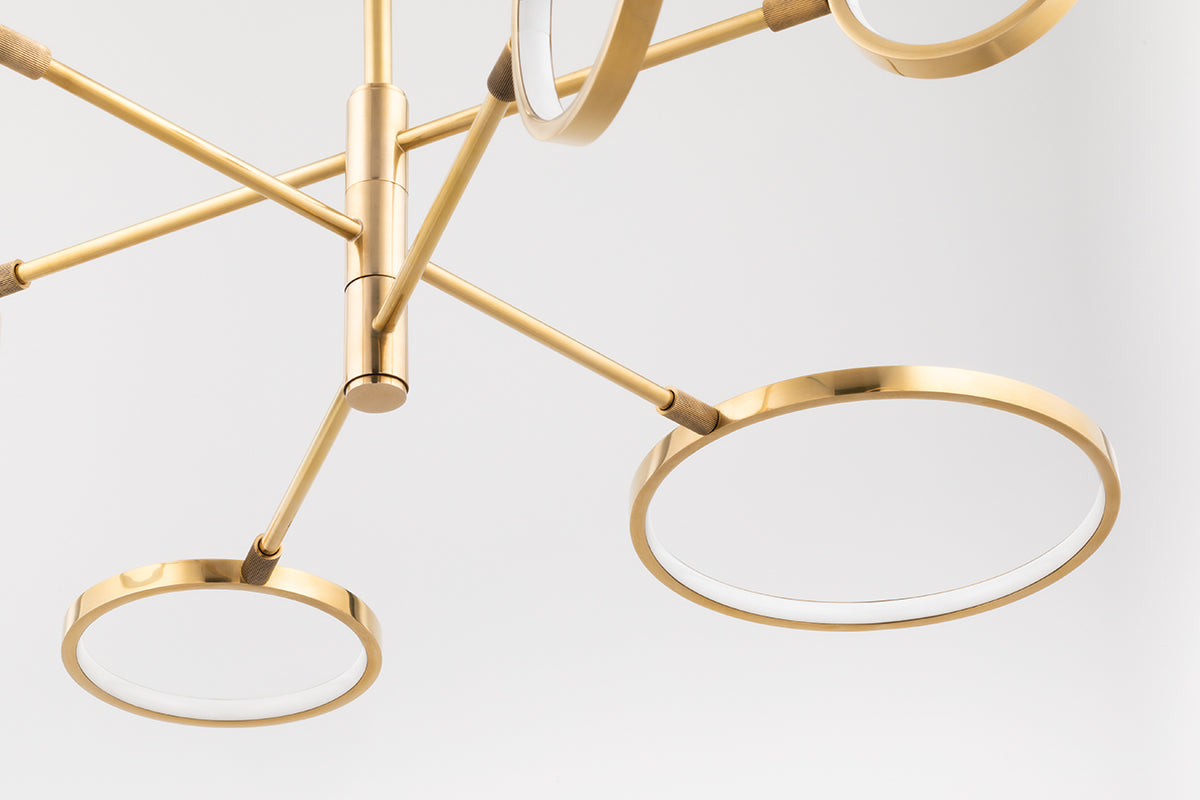 Saturn Modern Brass Chandelier - 4106-AGB-CE - Hudson Valley