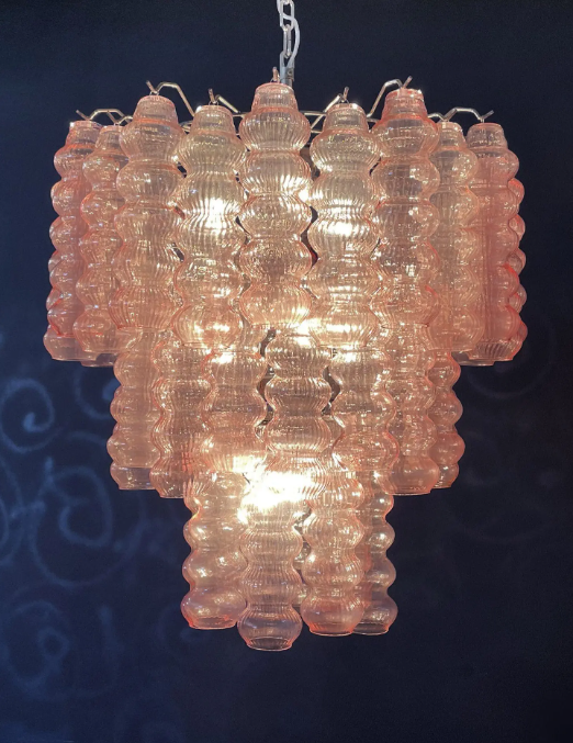 Murano Chandelier – Curva – Rosa – 48 tubes