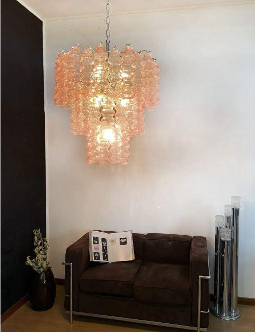 Murano Chandelier – Curva – Rosa – 48 tubes