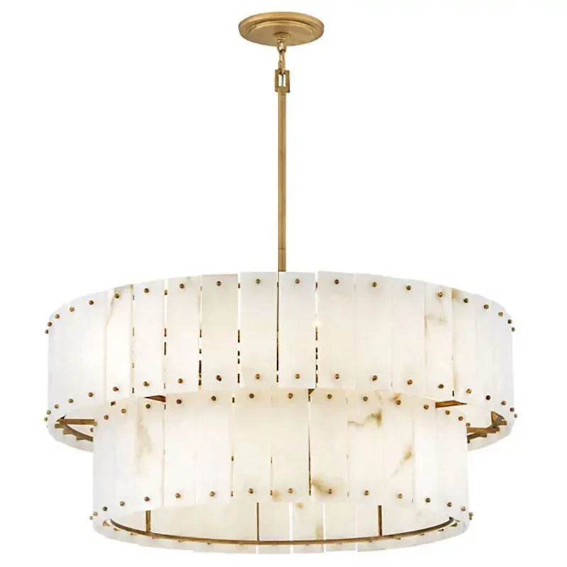Simona Alabaster Drum 2-Tier Chandelier